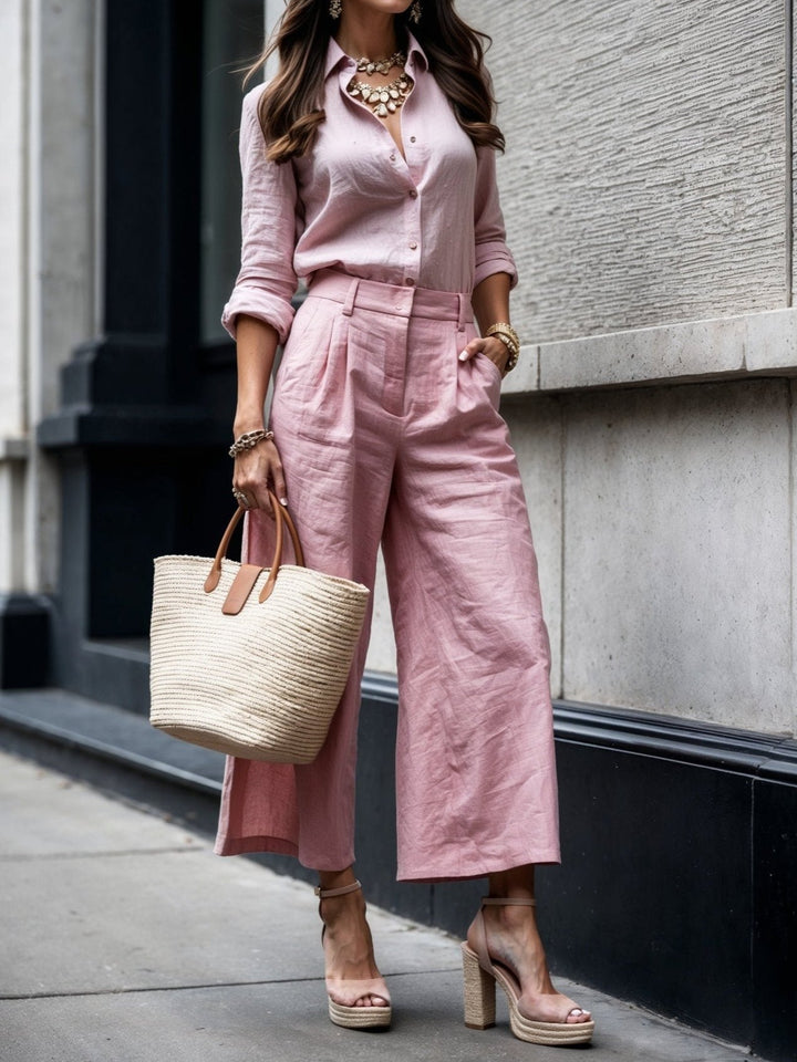 Nelle Elegant Shirt & Capri Set Trousers — Céline de Montréal