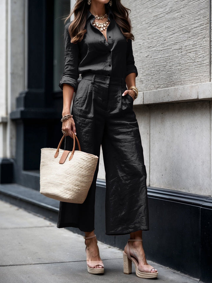 Nelle Elegant Shirt & Capri Set Trousers — Céline de Montréal — view 3