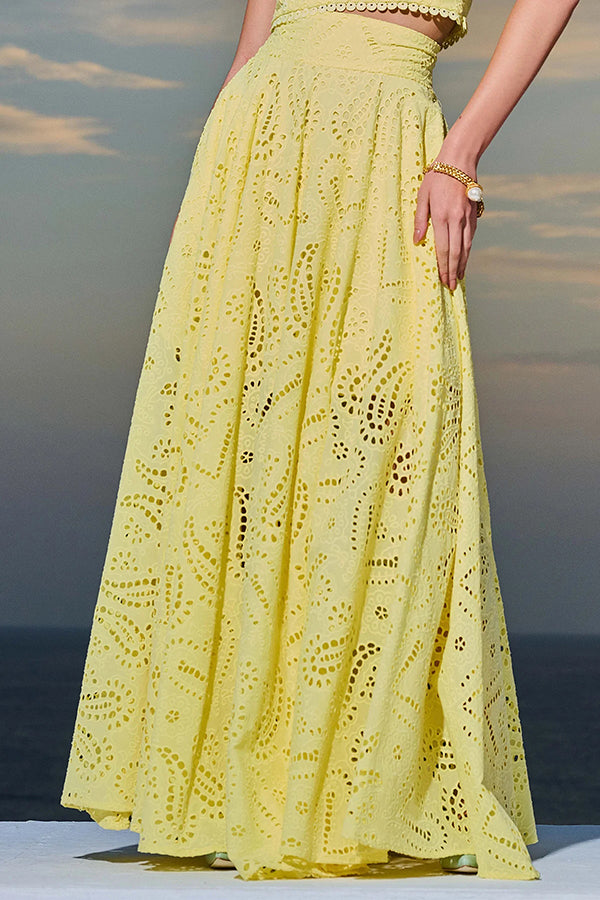 Larissa Embroidered Top & High-Waist Maxi Skirt Set Two-Piece Sets — Céline de Montréal — view 22