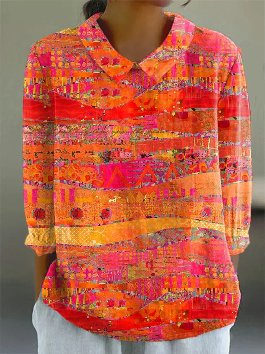 Alena Vibrant Mosaic Blouse Mosaic Blouses — Céline de Montréal