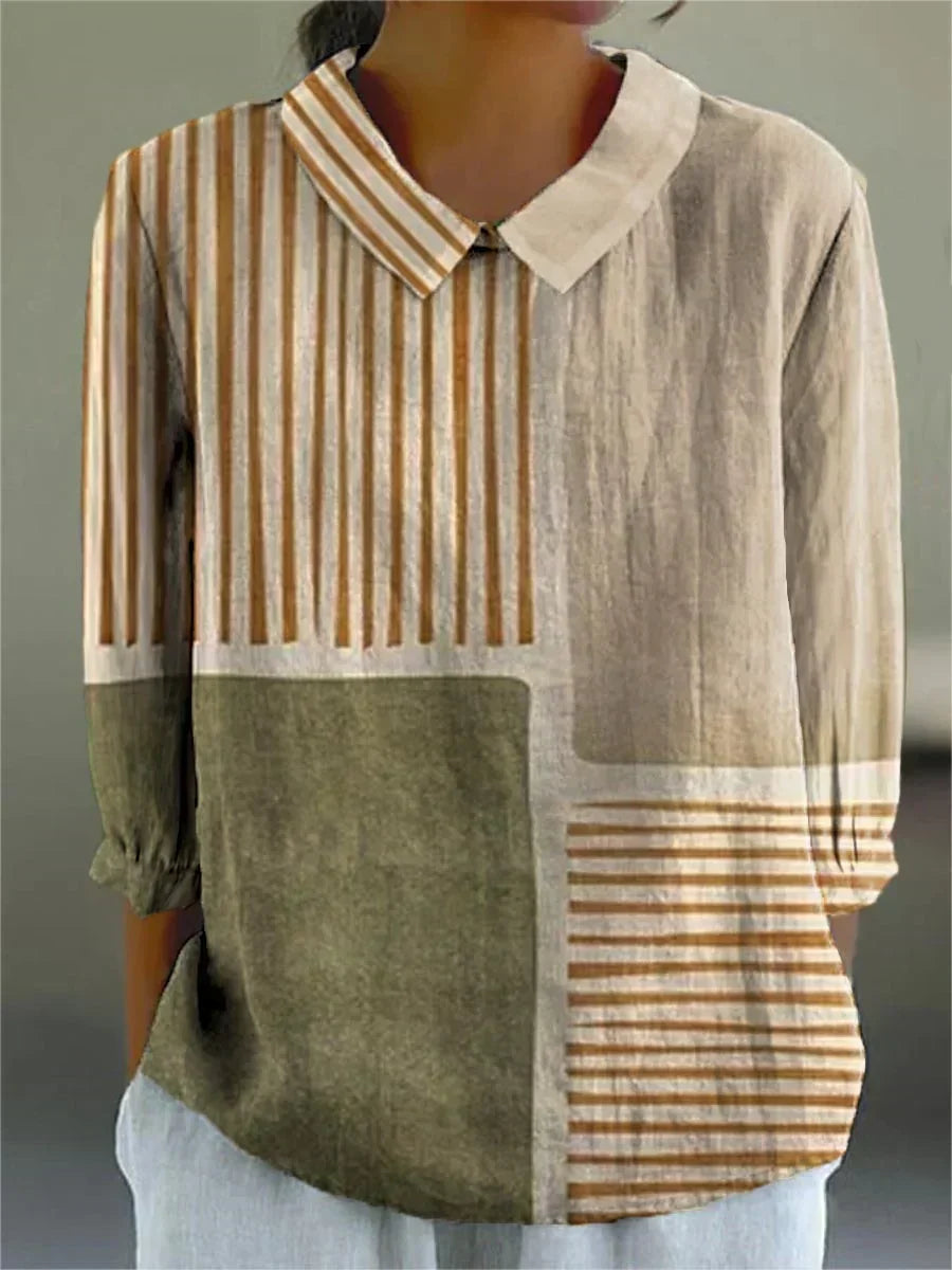 Keilani Stripe Patchwork Blouse Blouses — Céline de Montréal