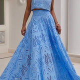 Larissa™ Embroidered Top & High-Waist Maxi Skirt Set | Elegant Two Piece Outfit