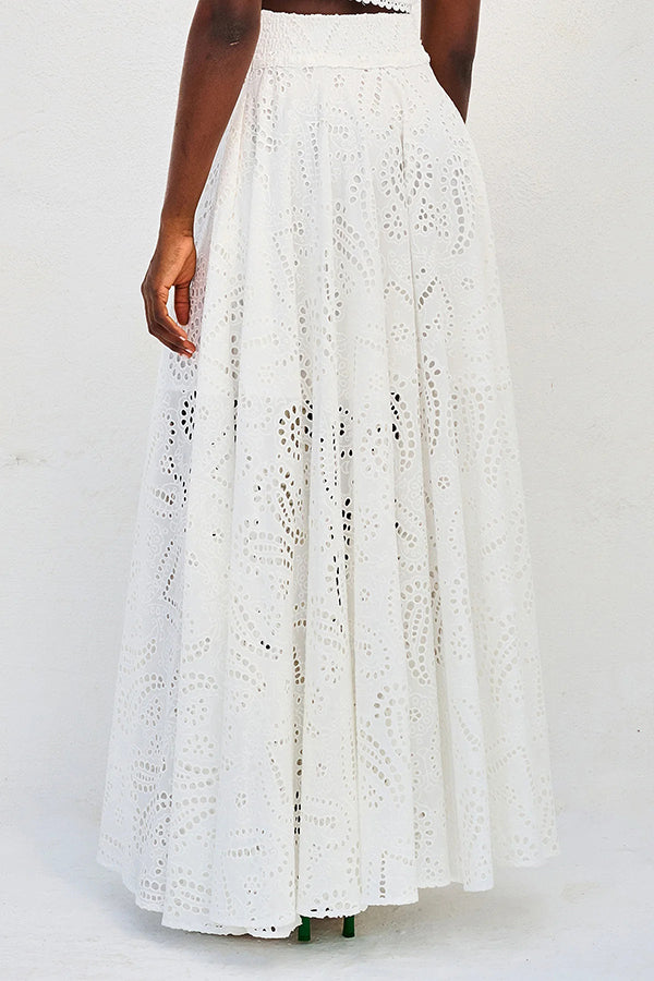 Larissa Embroidered Top & High-Waist Maxi Skirt Set Two-Piece Sets — Céline de Montréal — view 16
