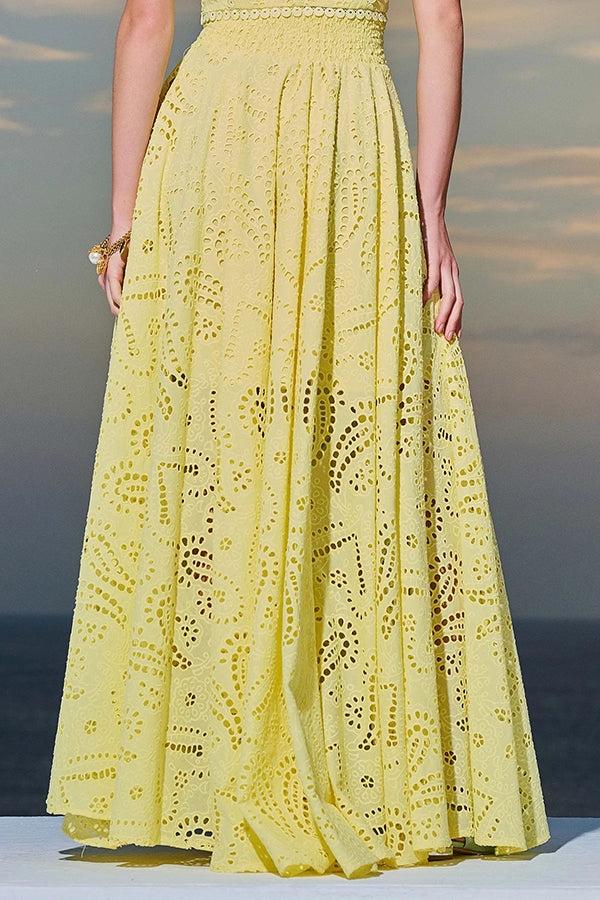 Larissa Embroidered Top & High-Waist Maxi Skirt Set Two-Piece Sets — Céline de Montréal — view 21