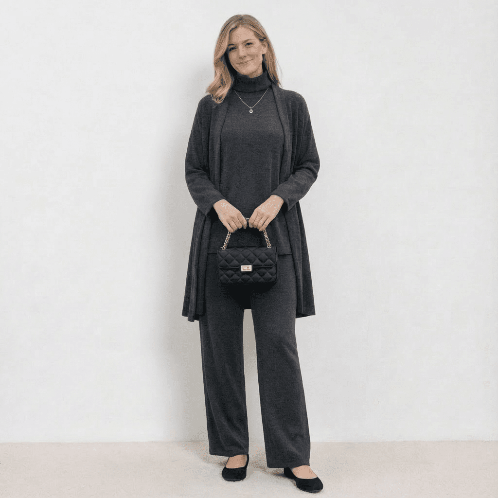 Barbara Cardigan Knit Top & Trousers Set Co-Ord Sets — Céline de Montréal — view 5