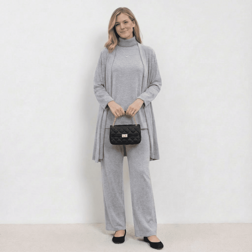 Barbara Cardigan Knit Top & Trousers Set Co-Ord Sets — Céline de Montréal — view 6