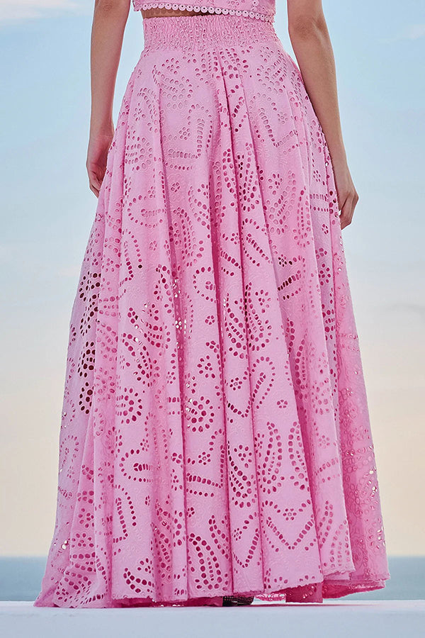 Larissa Embroidered Top & High-Waist Maxi Skirt Set Two-Piece Sets — Céline de Montréal — view 26