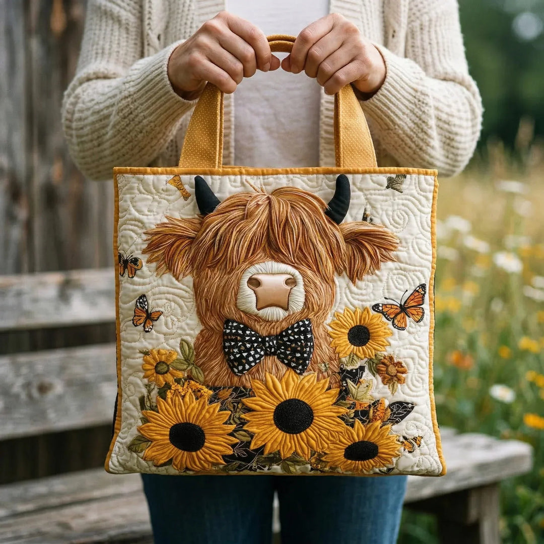 Highland Cow Sunflowers Handmade Bags — Céline de Montréal — view 2