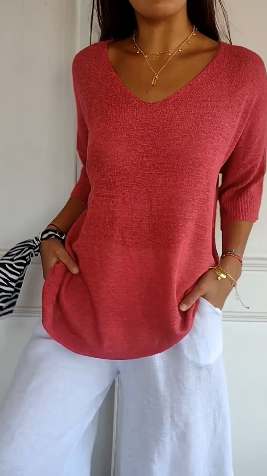 Lauren V-Neck Tops — Céline de Montréal — view 3