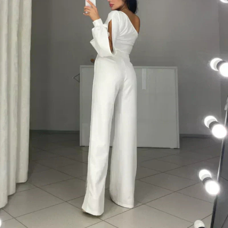 Ally One-Shoulder Flared Short Romper Rompers — Céline de Montréal — view 6
