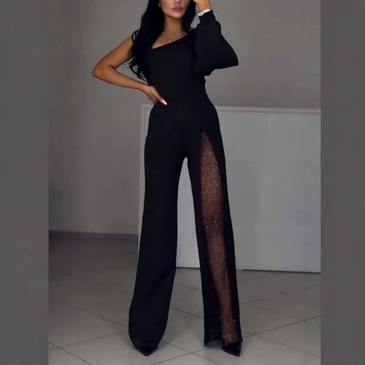 Ally One-Shoulder Flared Short Romper Rompers — Céline de Montréal