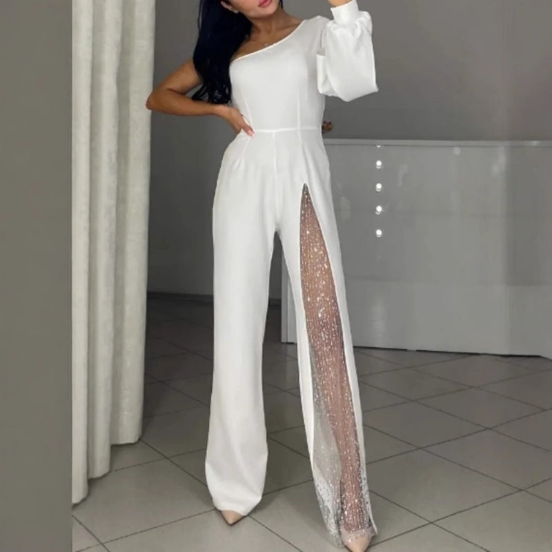 Ally One-Shoulder Flared Short Romper Rompers — Céline de Montréal — view 2