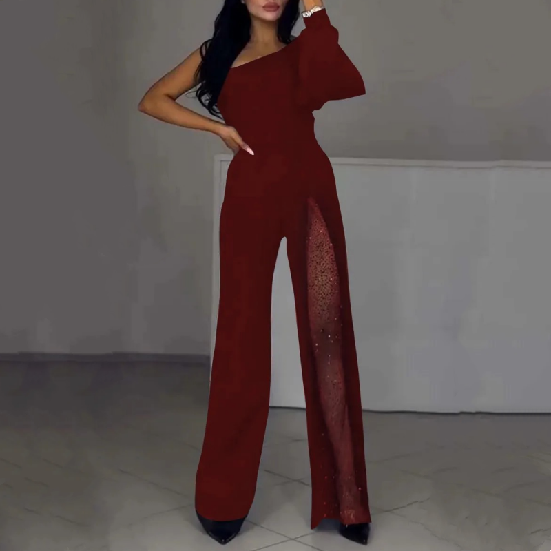 Ally One-Shoulder Flared Short Romper Rompers — Céline de Montréal — view 4