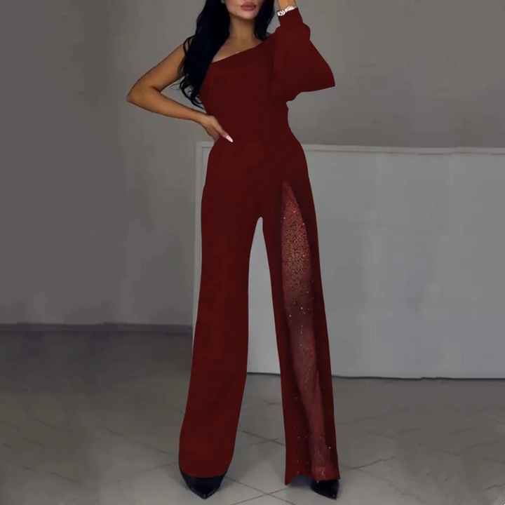 Ally One-Shoulder Flared Short Romper Rompers — Céline de Montréal — view 4