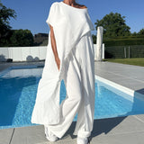 Gabbie™ Elegant Off-Shoulder Two-Piece Set | Relaxed Top and Wide-Leg Pants