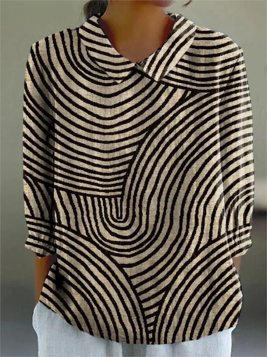 Maria Monochrome Wave Blouse Blouses — Céline de Montréal